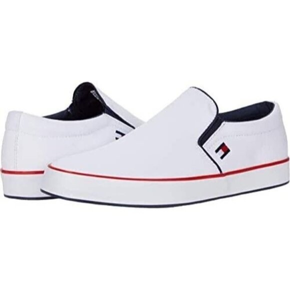 TOMMY Hilfiger "Panco" Slip On Sneaker Men Sz 9.5 White - Picture 1 of 8
